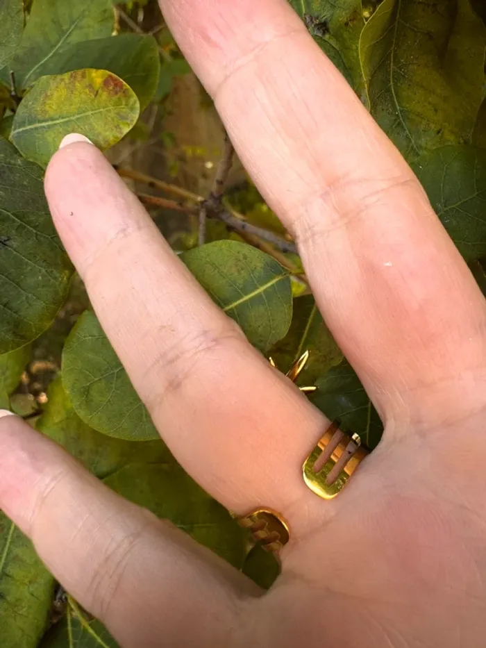 Grande acier inoxydable or étoile soleil zircons acier inoxydable or réglable - photo numéro 4