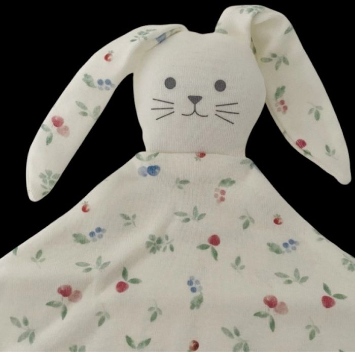 ❤️ Doudou plat Mouchoir Lange lapin blanc écru fruit PETIT BATEAU - photo numéro 2