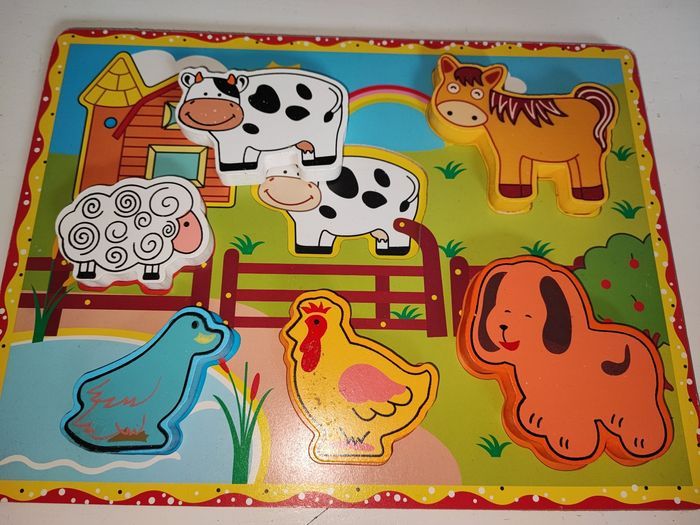 Puzzle en bois animaux de la ferme - photo numéro 2