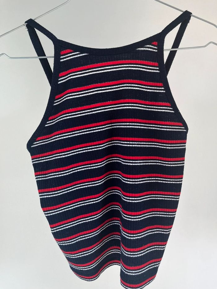 Débardeur rayé bleu marine, rouge, blanc Factorie