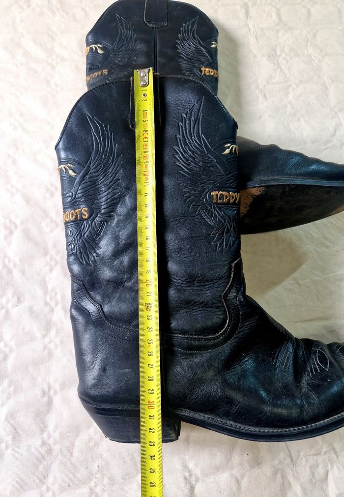 Santiag cuir noir , homme , noir , motif aigle gravé  , taille 44 - photo numéro 10
