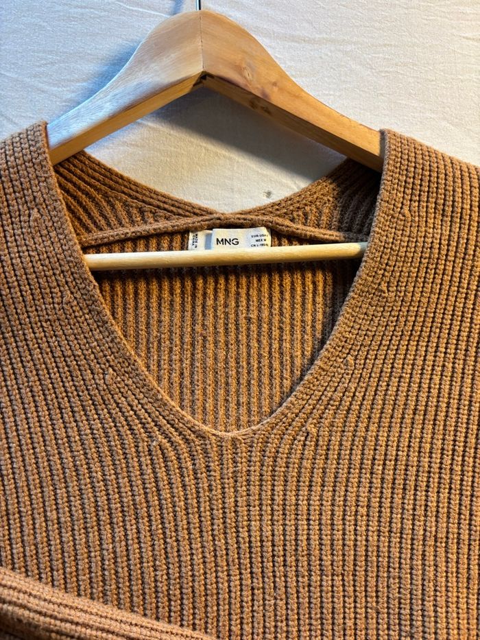 Pull col V mango marron - photo numéro 2