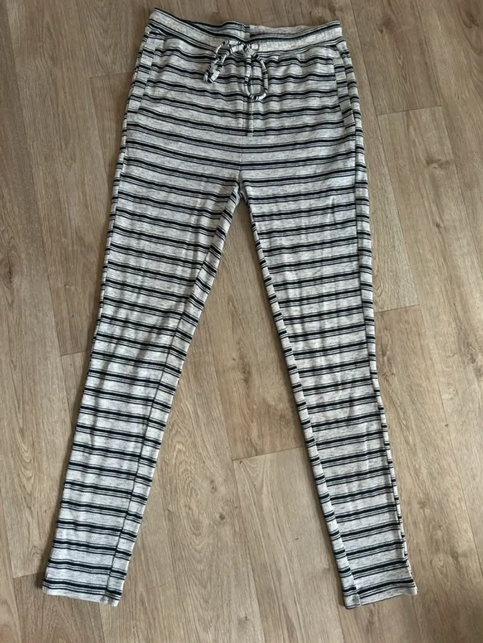 Ichi pantalon, jogging, taille, élastique, survêtement, bleu, rayures femme, taille S - photo numéro 2