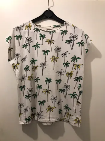 Haut t-shirt Zara  imprimé manches courtes blanc vert taille  14ans