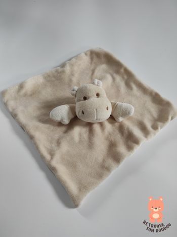 Doudou Plat Hippopotame beige My Natural