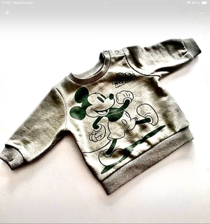 Sweat-shirt Mickey 0-3 mois ou 62 cm