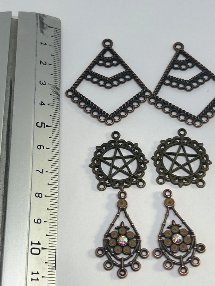 C384, lot de 6 breloques intermédiaires couleur bronze - photo numéro 4