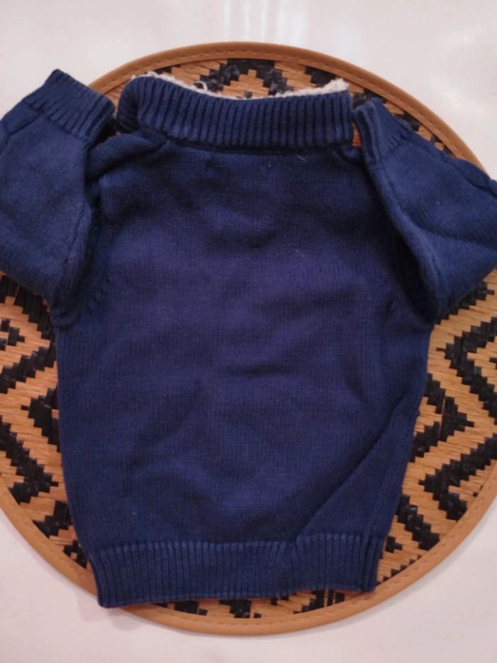 Pull  sweat tricot bébé 6 mois garçon col aviateur sherpa - photo numéro 7