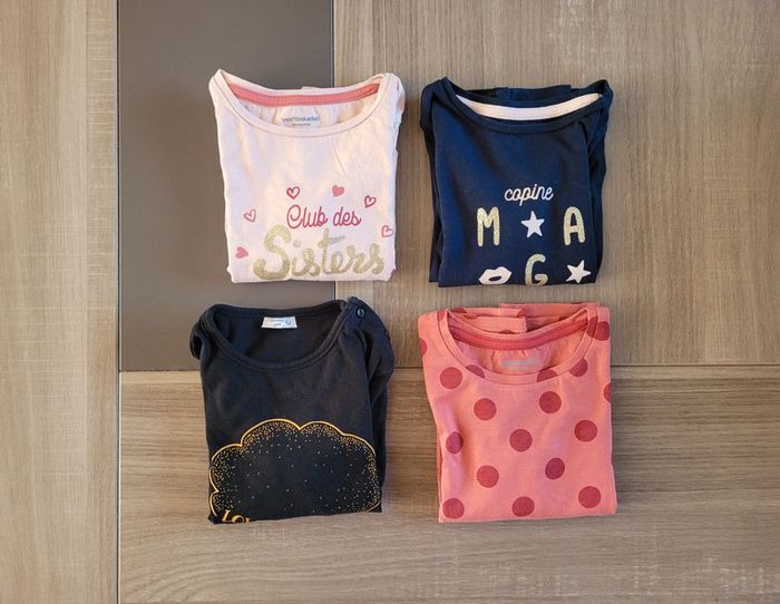 Lot de 4 t-shirt manches longues 24 mois