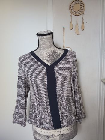Blouse, Tunique manche longue femme cache cache taille 36- 38 mi saison été, motif, formes col v,