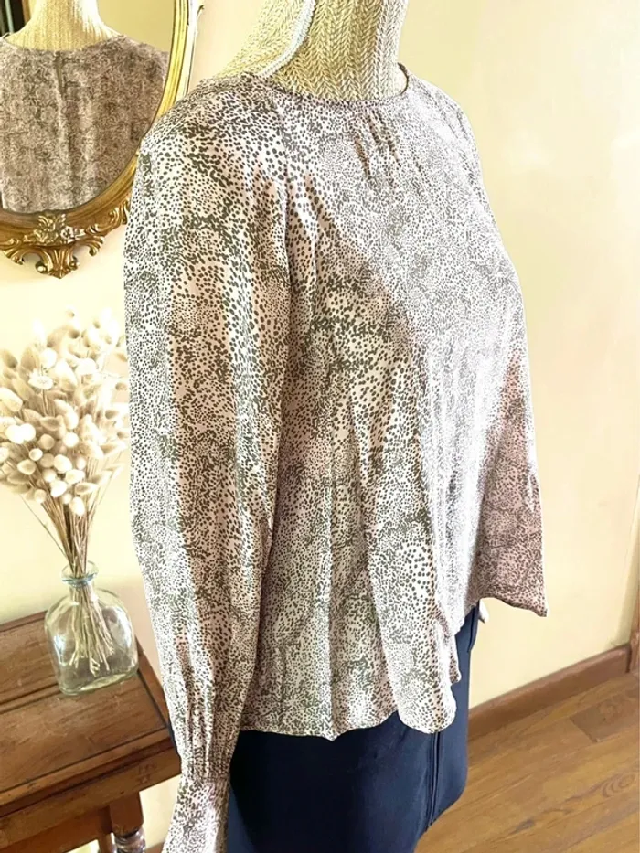 Sublime blouse manche longue fluide mango taille XL rose à motif - photo numéro 5