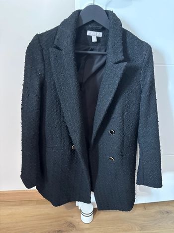Veste de blanzer longue en tweed noir