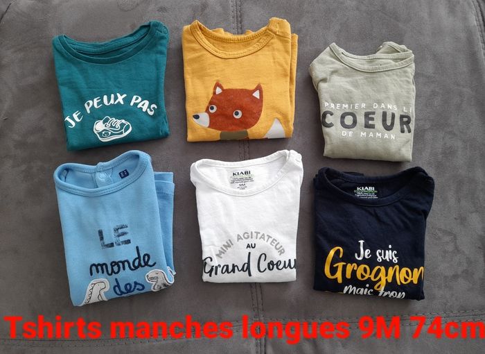 Lot 6 t-shirts manches longues 9M