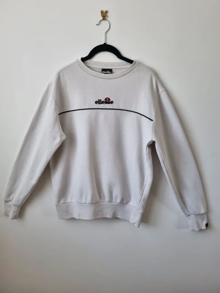 Sweat hoddies blanc Ellesse en coton vintage Année '90 - photo numéro 10