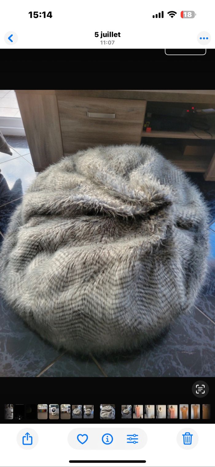 Pouf, cocktail, scandinave fourrure - photo numéro 3