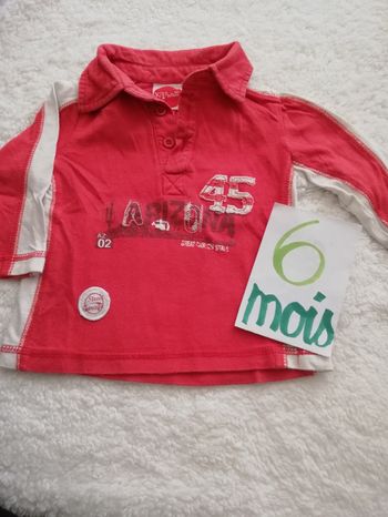 Polo manche longue garçon 6 mois rouge kitiwatt
