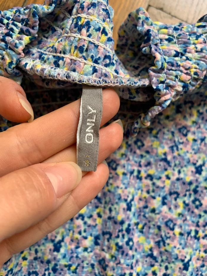 Blouse gris bleue fleuris only taille s 36 - photo numéro 4