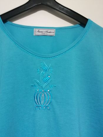 Tee shirt Anne Fashion manches courtes bleu. Taille L /Xl