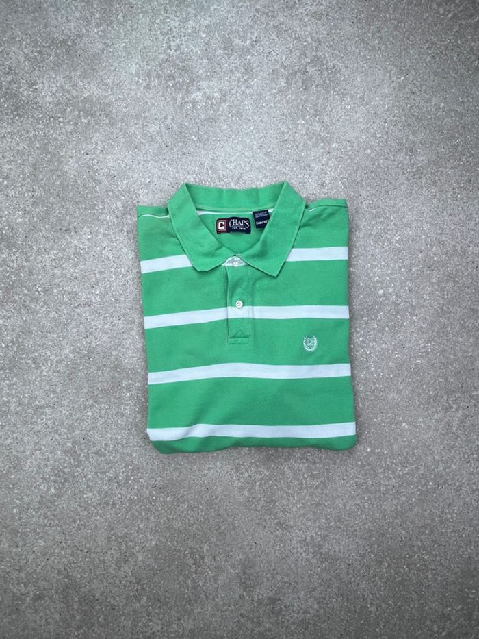 🟢 Polo rayé vert et blanc Chaps taille XXL 🟢