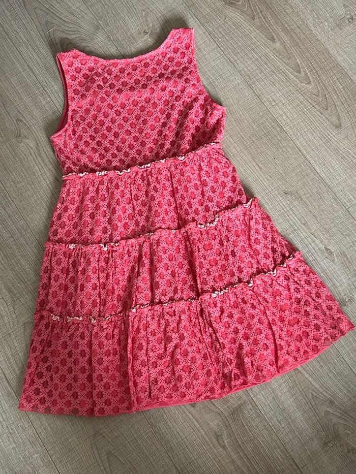 Robe rose corail en dentelle Molly Bracken taille 2 bon état - photo numéro 8
