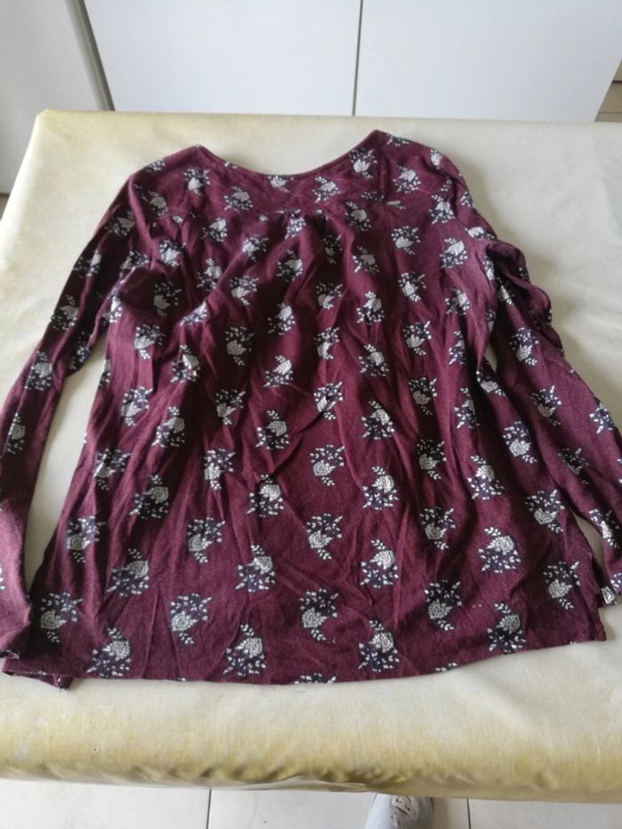 Top manches longues Promod bordeaux à motifs t. 38/40? - photo numéro 9