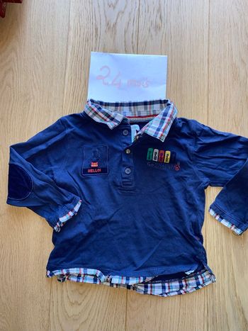 Polo bleu « So English » – Obaïbi – 24 mois