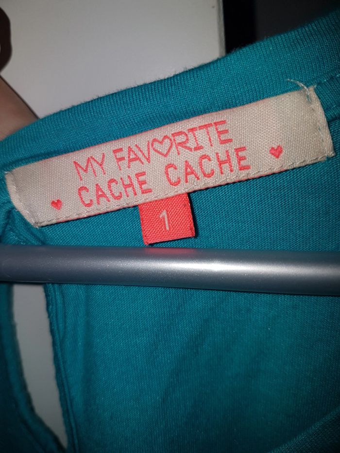 T shirt turquoise cache cache taille 1 - photo numéro 2