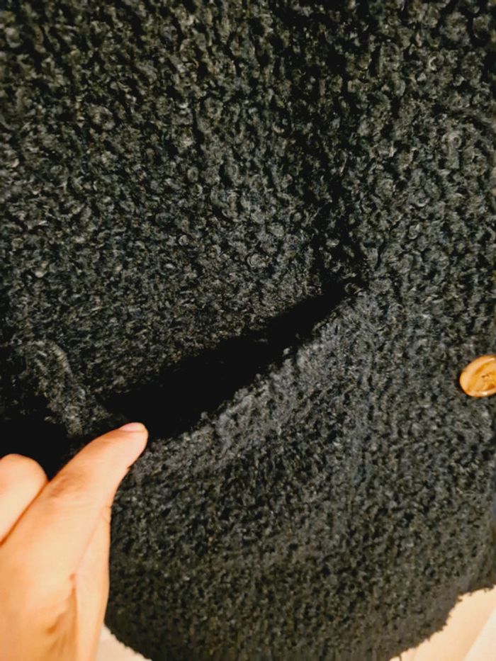 Manteau femme en bouclés vert pétrole - photo numéro 4