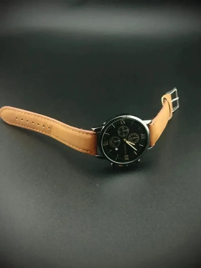 Montre marron & noir, style vintage men - photo numéro 3