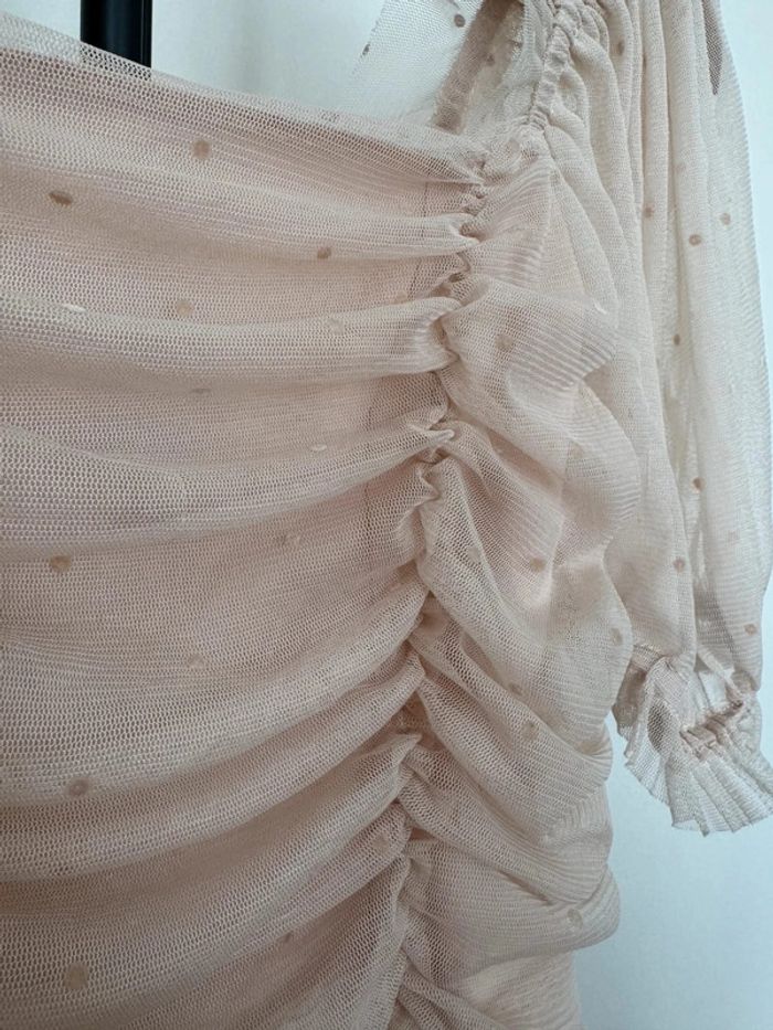 Top court à volants en tulle rose poudré M H&M - photo numéro 5