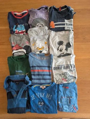 Lot 12 tee-shirts manches longues 5 ans garçon