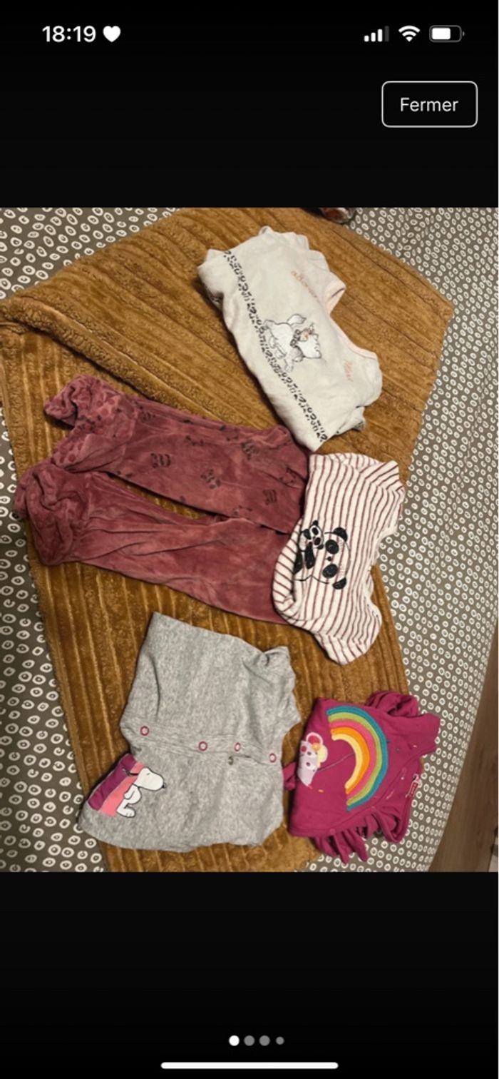 Lot pyjamas bébé fille 12 mois
