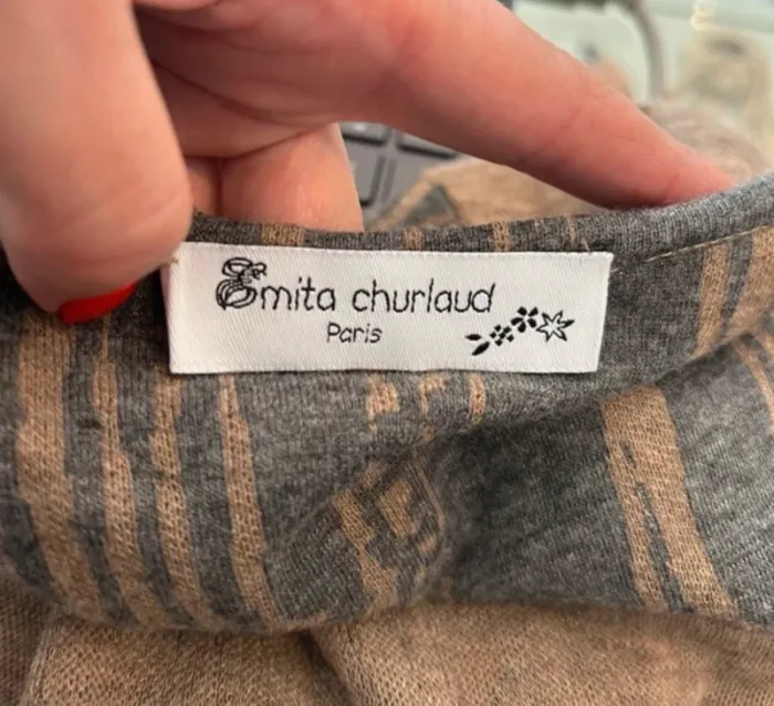 Emita churlaud robe en laine imprimée Coloris beige, gris femme, taille 40 - photo numéro 6