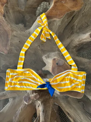 Haut de maillot de bain Petit bateau jaune blanc rayé