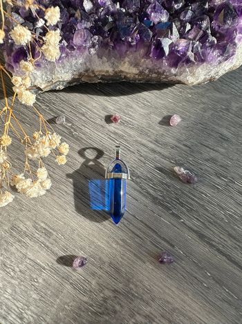Pendentif pendule en cristal bleu - pierre naturelle