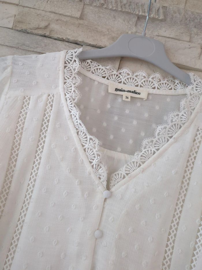 Blouse plumetis blanche 36 - photo numéro 3