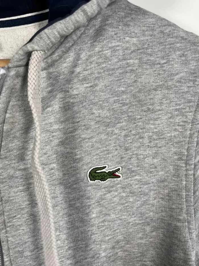 Sweat à capuche zippé gris Lacoste - photo numéro 4