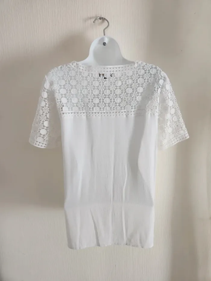 Blouse blanche manches dentelle courtes 123 36 - photo numéro 7