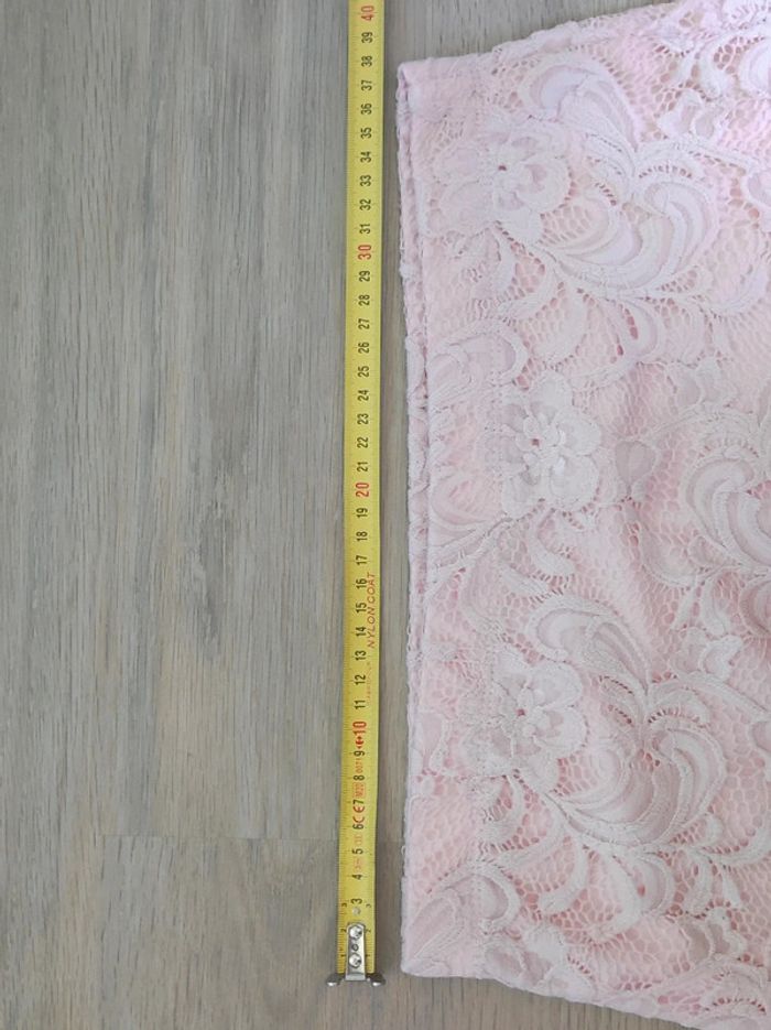 Mini jupe droite dentelle rose pastel vintage / Ambiance - 38/M à 40/L - photo numéro 7