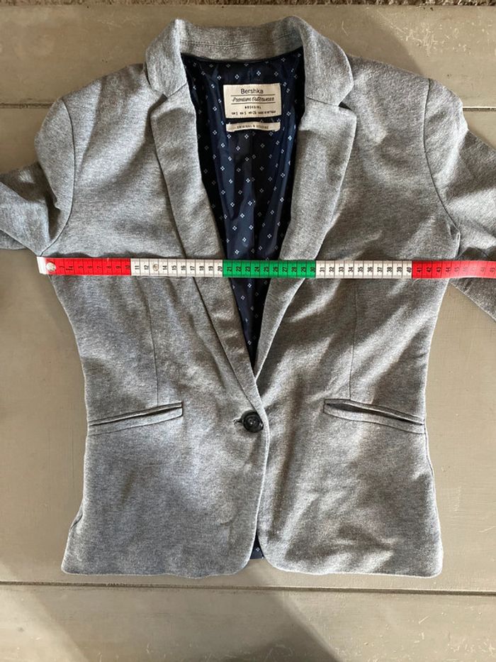 Blazer Bershka Premium Outwear gris taille S 36 - photo numéro 12