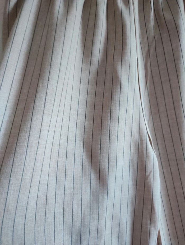 Pantalon Palazzo Beige Rayé - Taille Unique - photo numéro 2