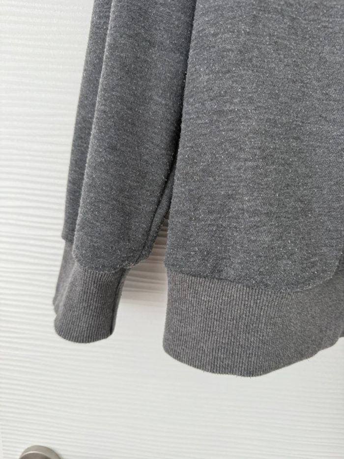 Pull d'hiver sweat gris foncé col zippé à manches longues - photo numéro 3
