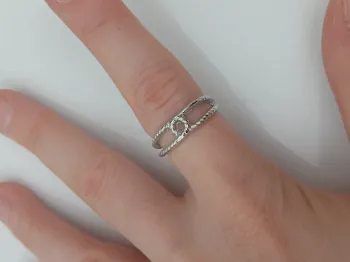 Bague argentée tendance en acier inoxydable