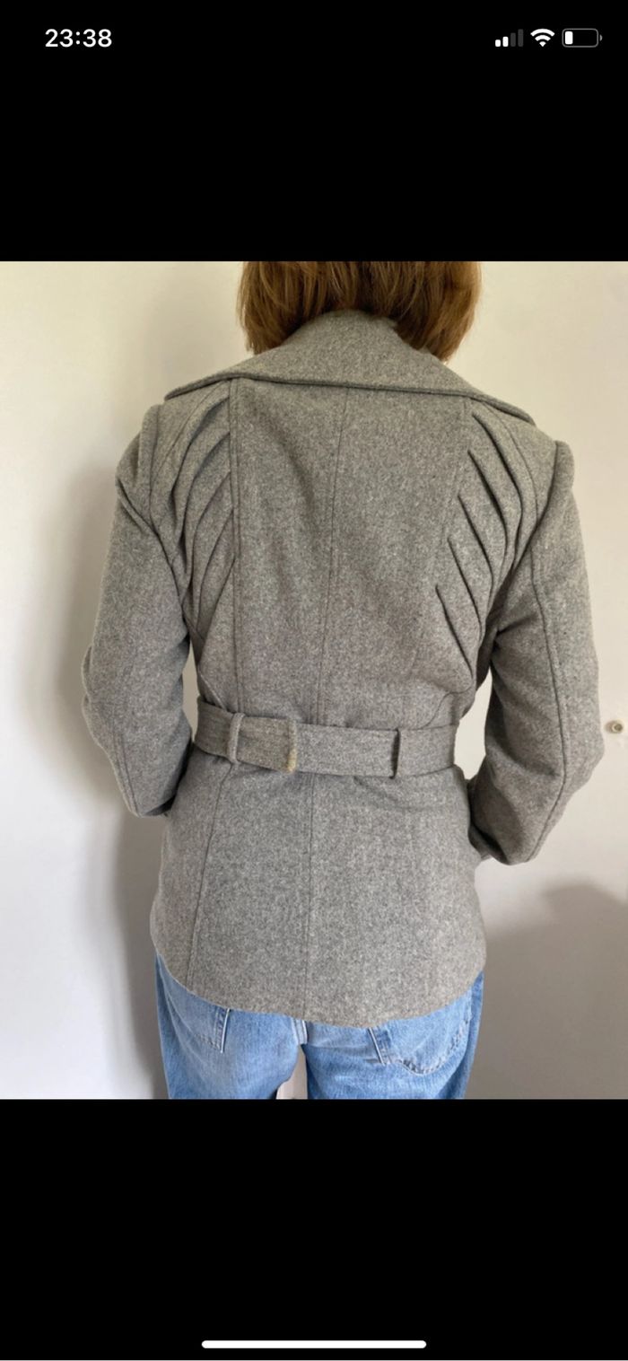 Manteau gris en laine avec ceinture taille L femme - photo numéro 2