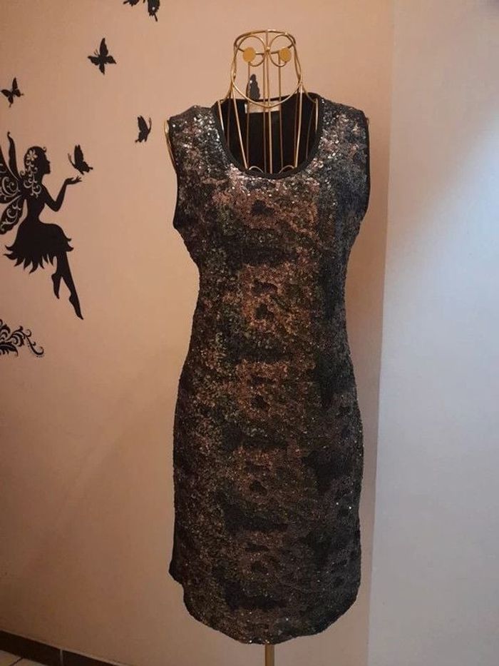 Robe noire & sequins - Made in France