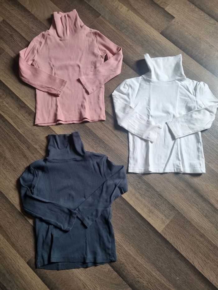 Lot de 3 t-shirts/ polos cols roulés. Fille. Taille 4/5ans. Tape à l'œil, Gémo. TBE