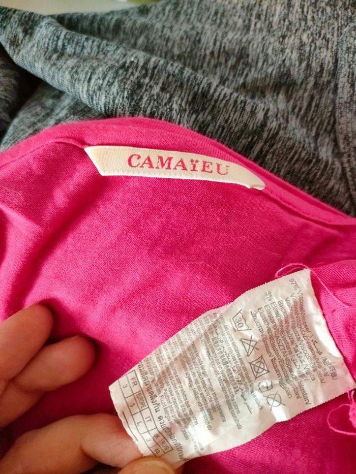 Blouse manche courte, rose fushia, camaïeu, T.3/40 - photo numéro 4
