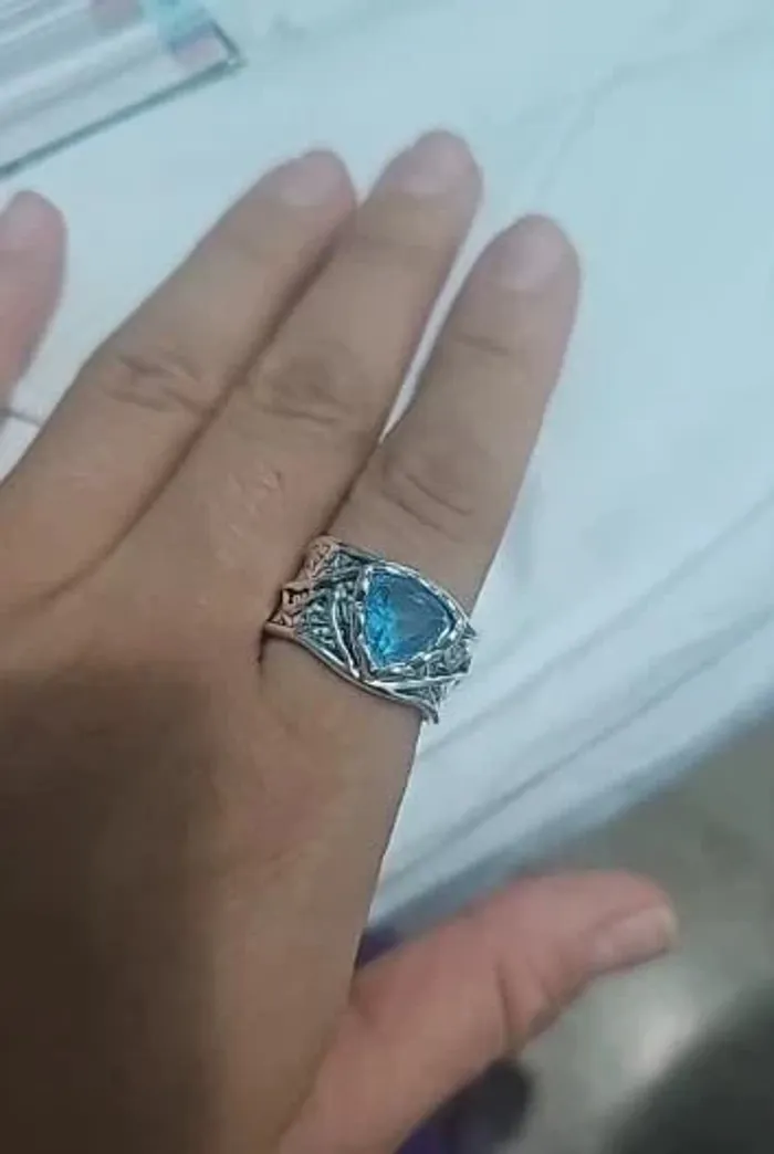 Bague Boho unisexe plaquée argent, taille 60