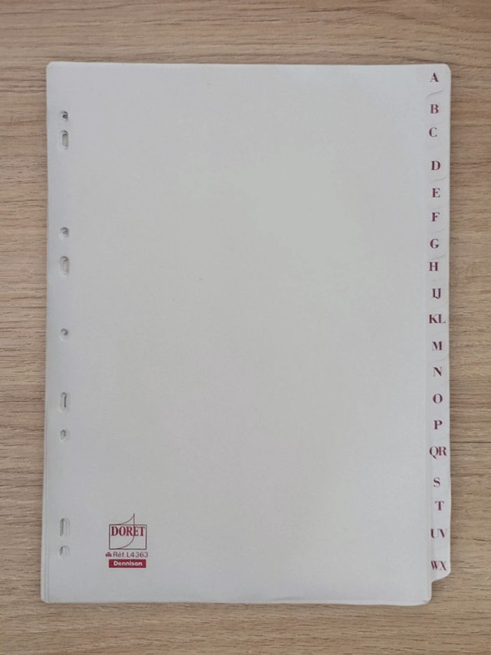 Lot intercalaires Alphabet polypro gris / Doret - A4 Maxi