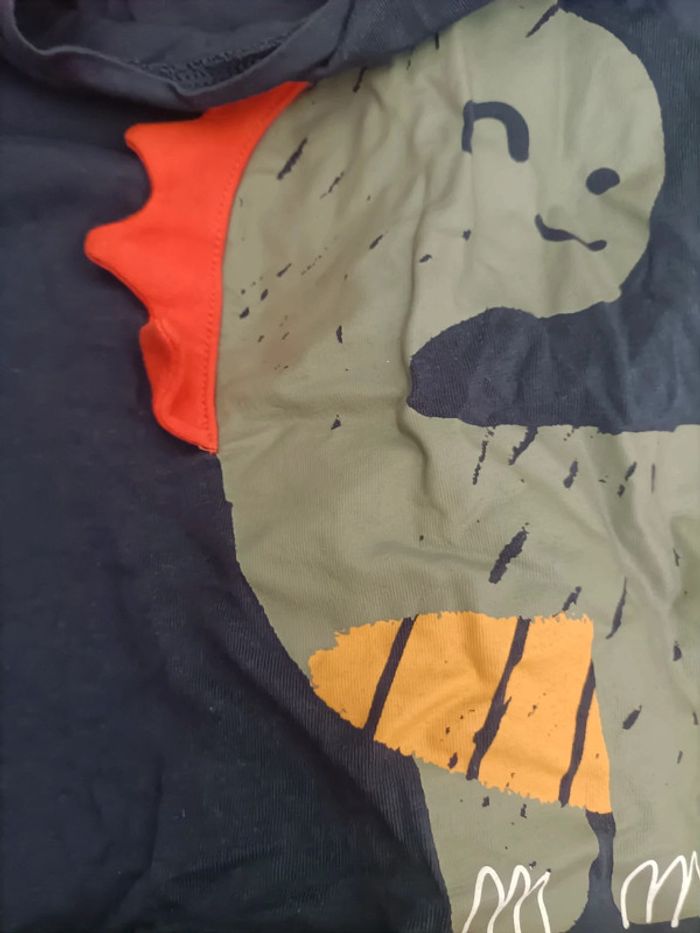 T-shirt garçon 92cm Bleu marine manches longues Motif dinosaure - photo numéro 2